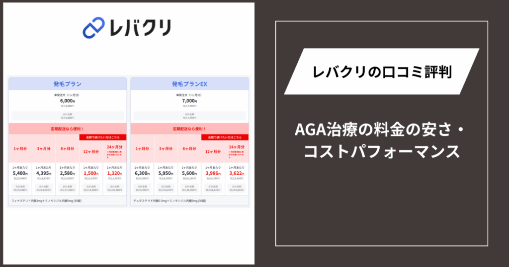 AGA治療の料金の安さ・コストパフォーマンス