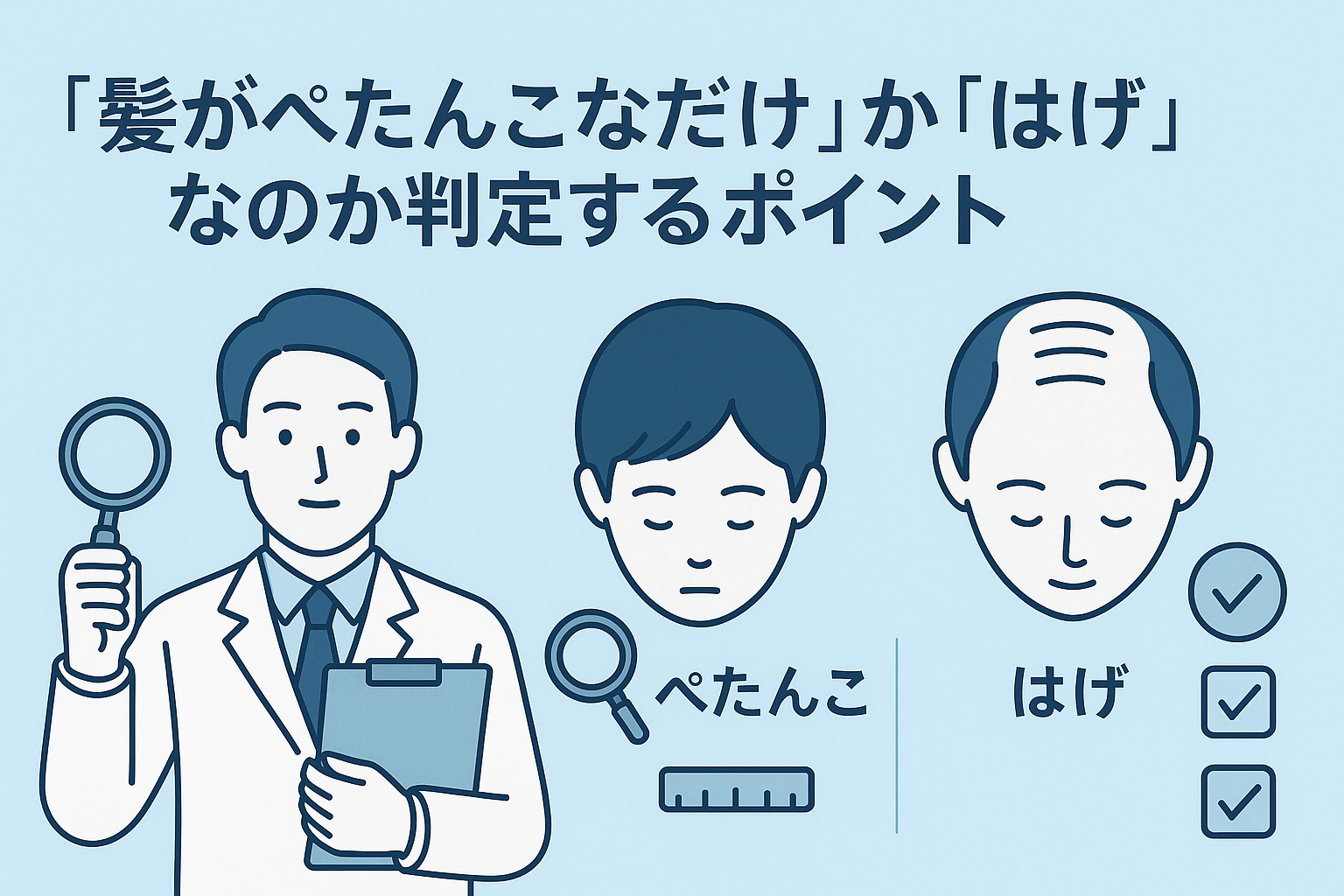 「髪がぺたんこなだけ」か「はげ」なのか判定するポイント