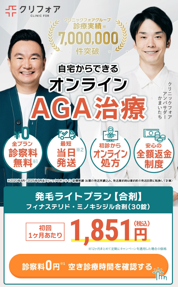 クリニックフォアのAGA治療に関する画像