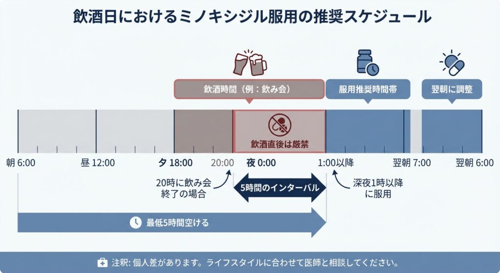 飲酒日におけるミノキシジル服用の推奨スケジュール