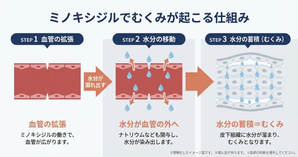 ミノキシジルでむくみが起こる仕組み