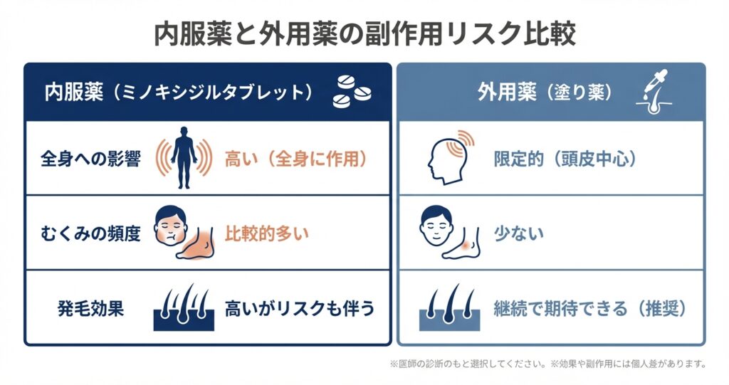 内服薬と外用薬の副作用リスク比較
