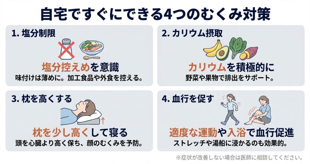 自宅ですぐにできる4つのむくみ対策
