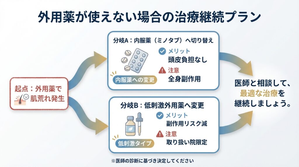 外用薬が合わない場合のミノキシジル治療の継続・代替手段