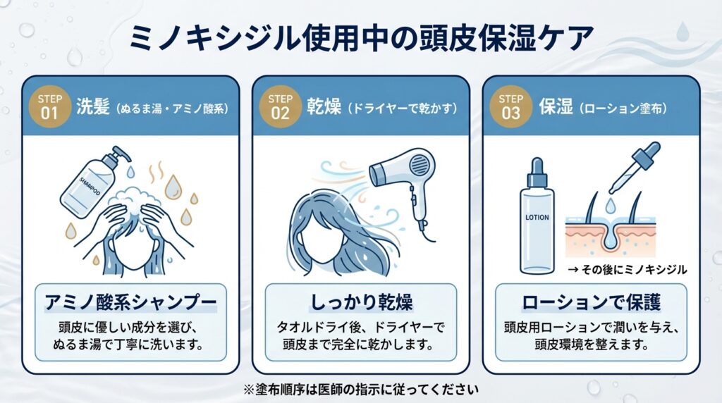 ミノキシジル使用中の肌荒れを防ぐための頭皮ケア対策