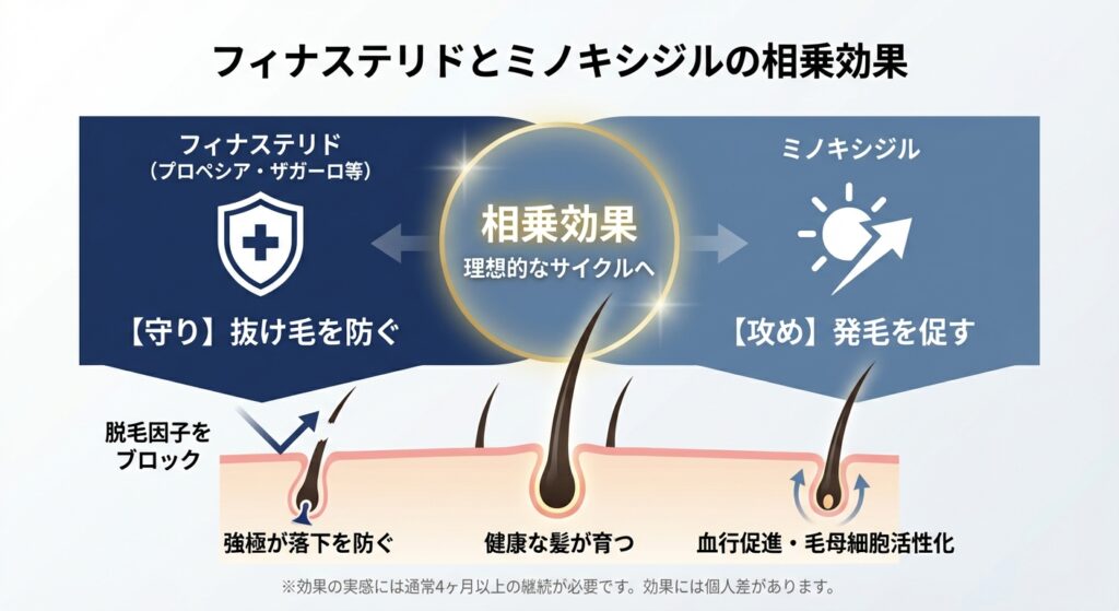 フィナステリドとミノキシジルの相乗効果