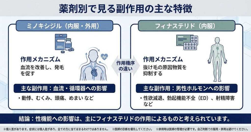 薬剤別で見る副作用の主な特徴