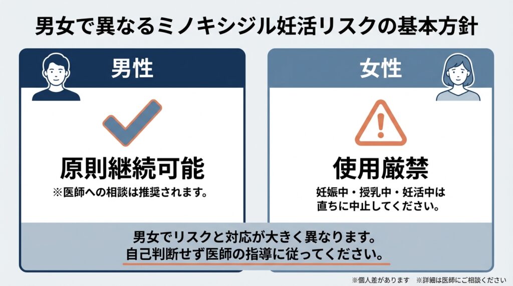 男女で異なるミノキシジル妊活リスクの基本方針