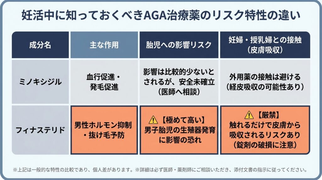 妊活中に知っておくべきAGA治療薬のリスク特性の違い