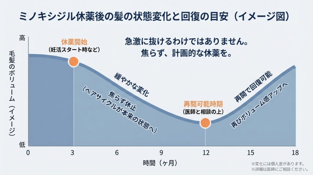 ミノキシジル休薬後の髪の状態変化と回復の目安