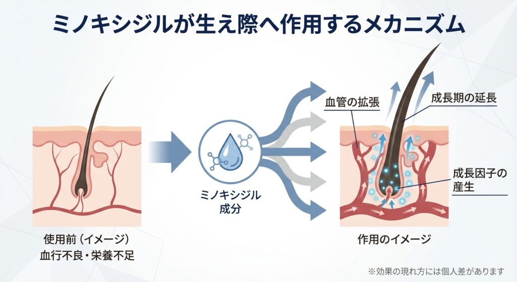 ミノキシジルが生え際へ作用するメカニズム