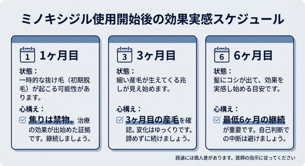 ミノキシジル使用開始後の効果実感スケジュール