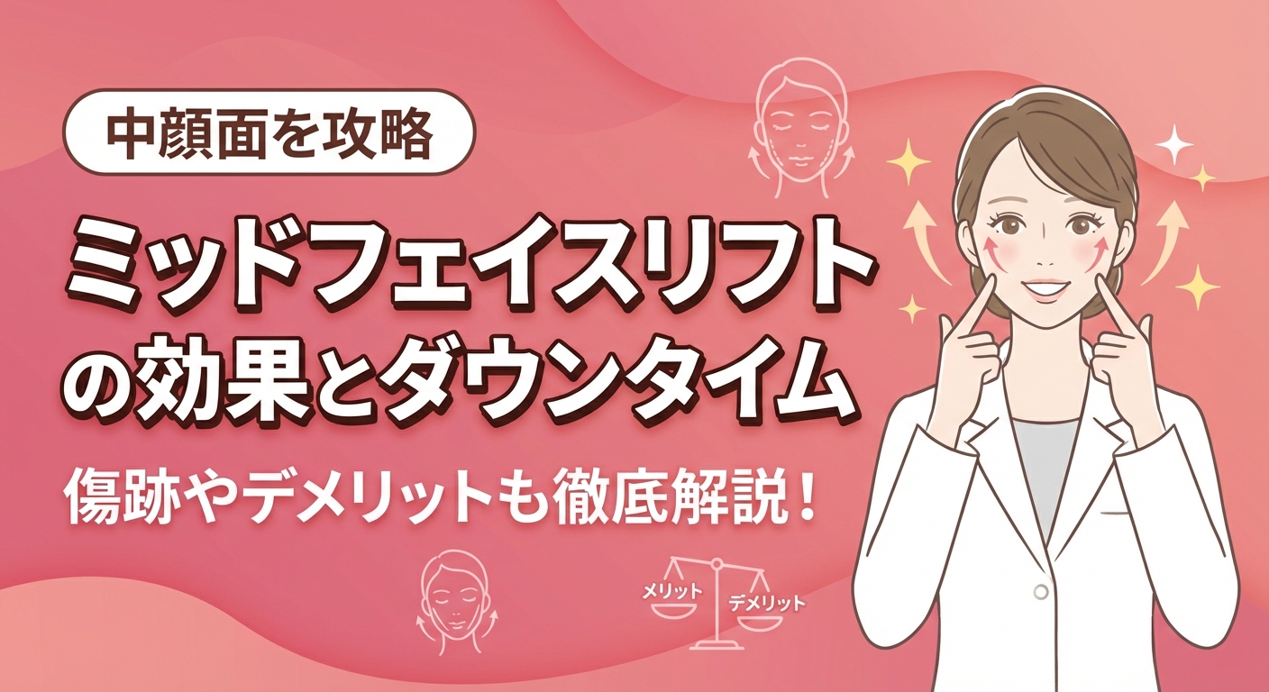 ミッドフェイスリフト(中顔面リフト)のダウンタイムと効果を解説!傷跡やデメリットも