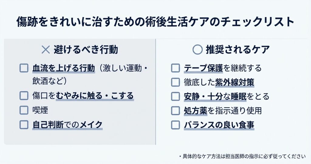 フェイスリフト術後の傷跡をきれいに治すための注意点