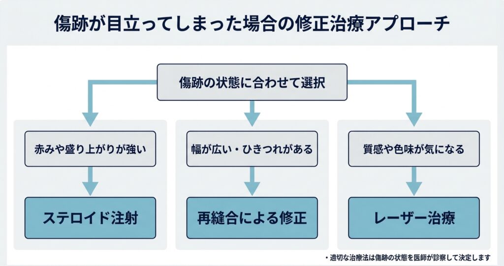 他院でのフェイスリフトの傷跡が目立つ場合の傷跡修正治療