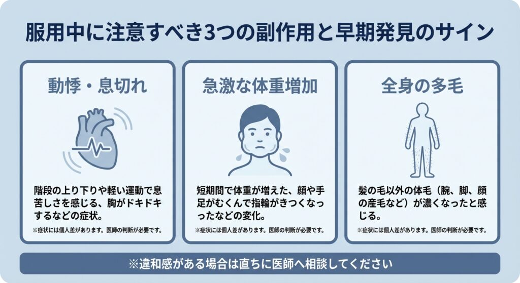 服用中に注意すべき3つの副作用と早期発見のサイン
