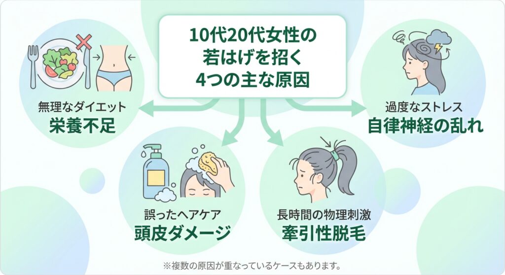 10代20代女性の若はげを招く4つの主な原因