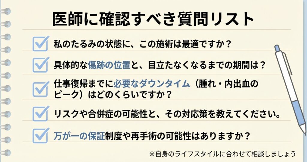 ダウンタイムや効果を踏まえた専門医との慎重な擦り合わせが必須