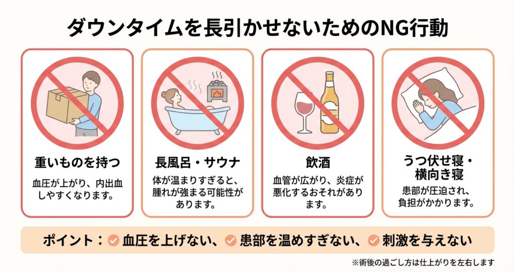 ダウンタイムを長引かせないためのNG行動