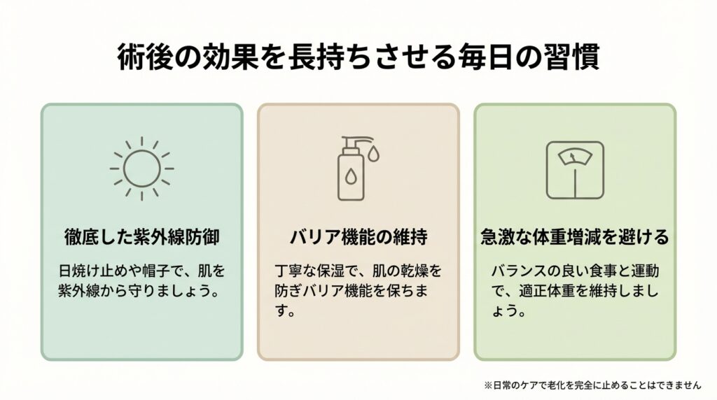 効果を長持ちさせるための紫外線対策と日常のスキンケア