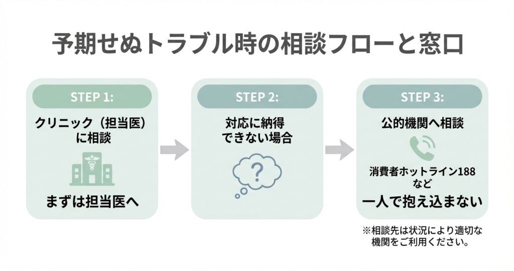 予期せぬトラブル時の相談フローと窓口