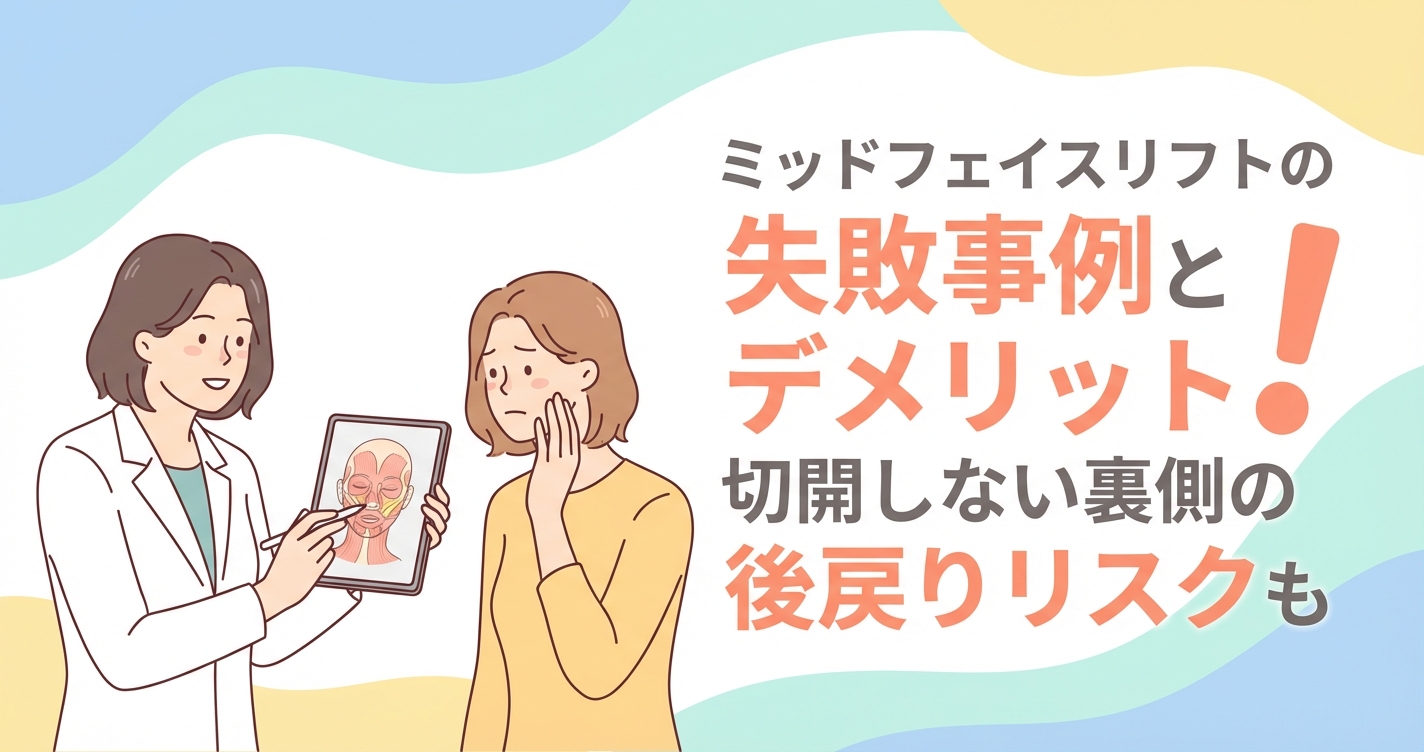 ミッドフェイスリフトの失敗事例とデメリット!切開しない裏側の後戻りリスクも解説