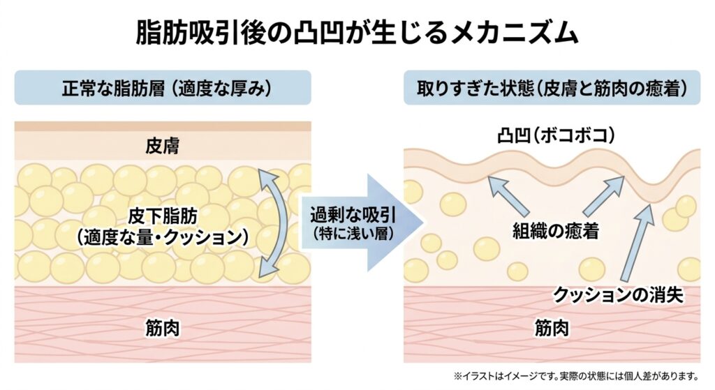 死亡吸引後の凹凸が生じるメカニズム
