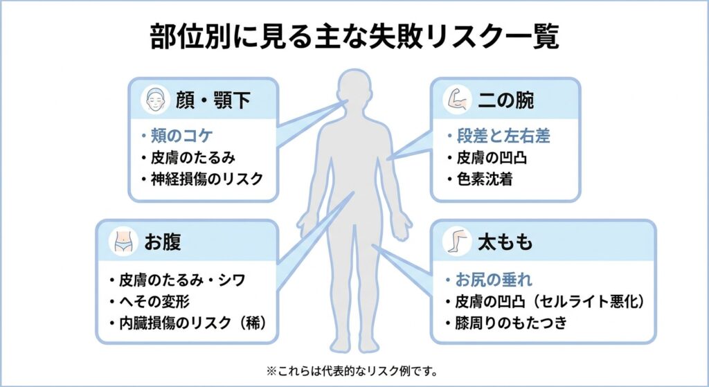 部位別に見る主な失敗リスク一覧