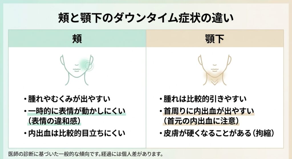 頬と顎下のダウンタイム症状の違い