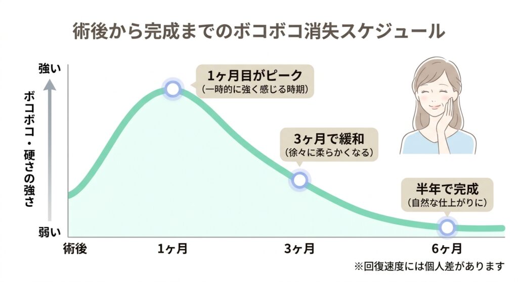 術後から完成までのボコボコ消失スケジュール