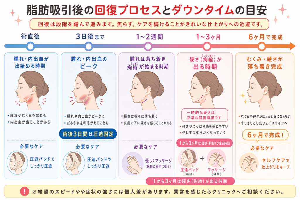 脂肪吸引後の回復プロセスとダウンタイムの目安