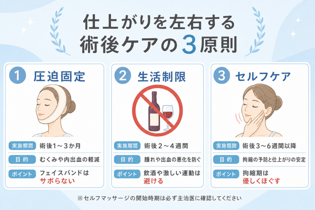 しあがりを左右する術後ケアの3原則
