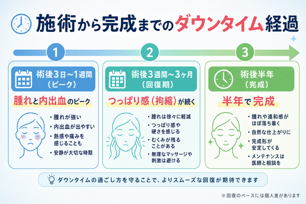 施術から完成までのダウンタイム経過