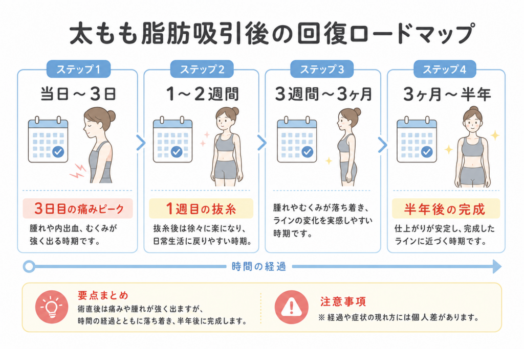 太もも脂肪吸引後の回復ロードマップ