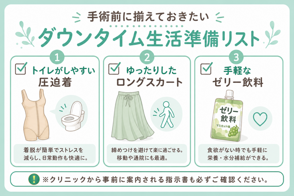 手術前に揃えておきたいダウンタイム生活準備リスト
