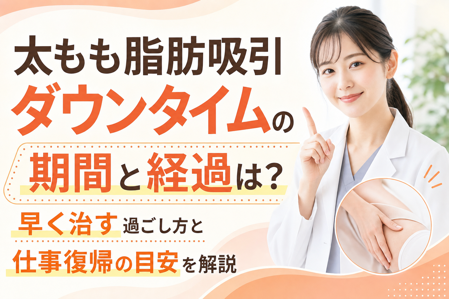 太もも脂肪吸引ダウンタイムの期間と経過は?早く治す過ごし方と仕事復帰の目安を解説