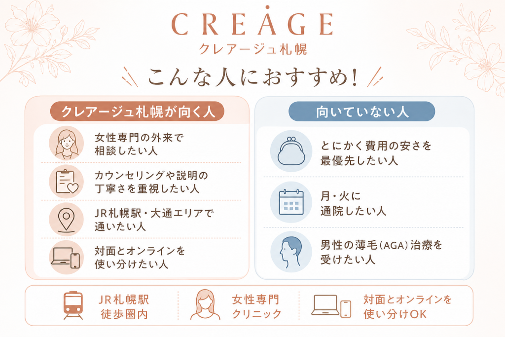 クレアージュ札幌が向いている人・向いていない人