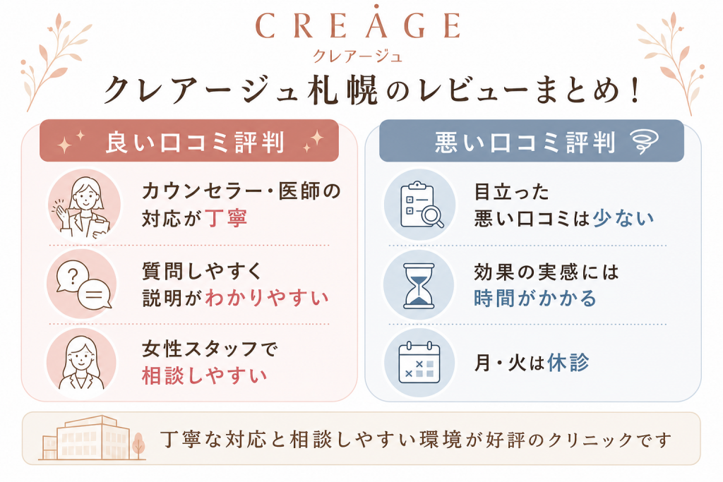 クレアージュ札幌の良い口コミ・悪い口コミ評判まとめ