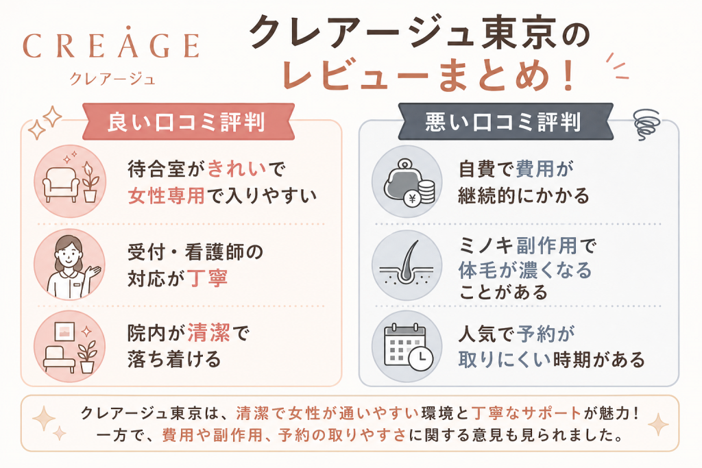 クレアージュ東京の良い口コミ・悪い口コミ評判まとめ